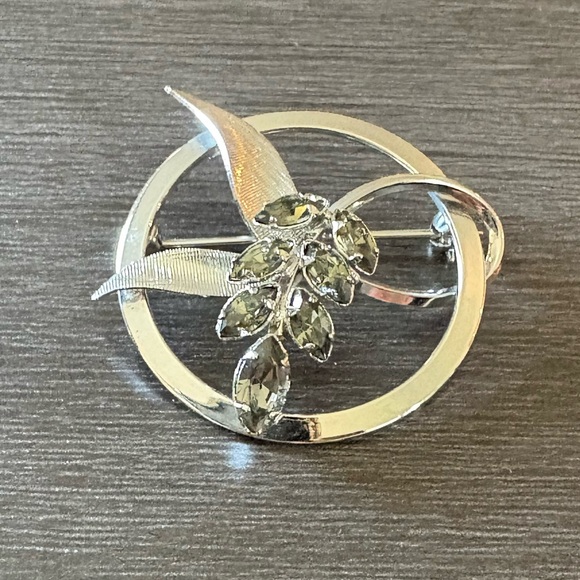 Vintage Van Dell Sterling & Peridot Leaves Brooch Pin - Picture 1 of 5